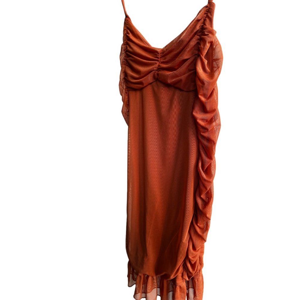 Heart And Hips Burnt Orange Ruffled Dress